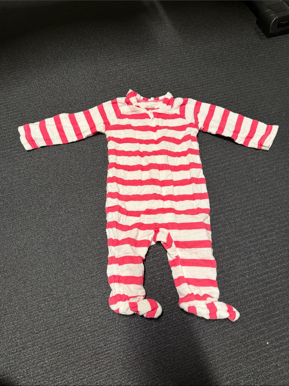aden + anais Pink and White Striped Footed One-Piece